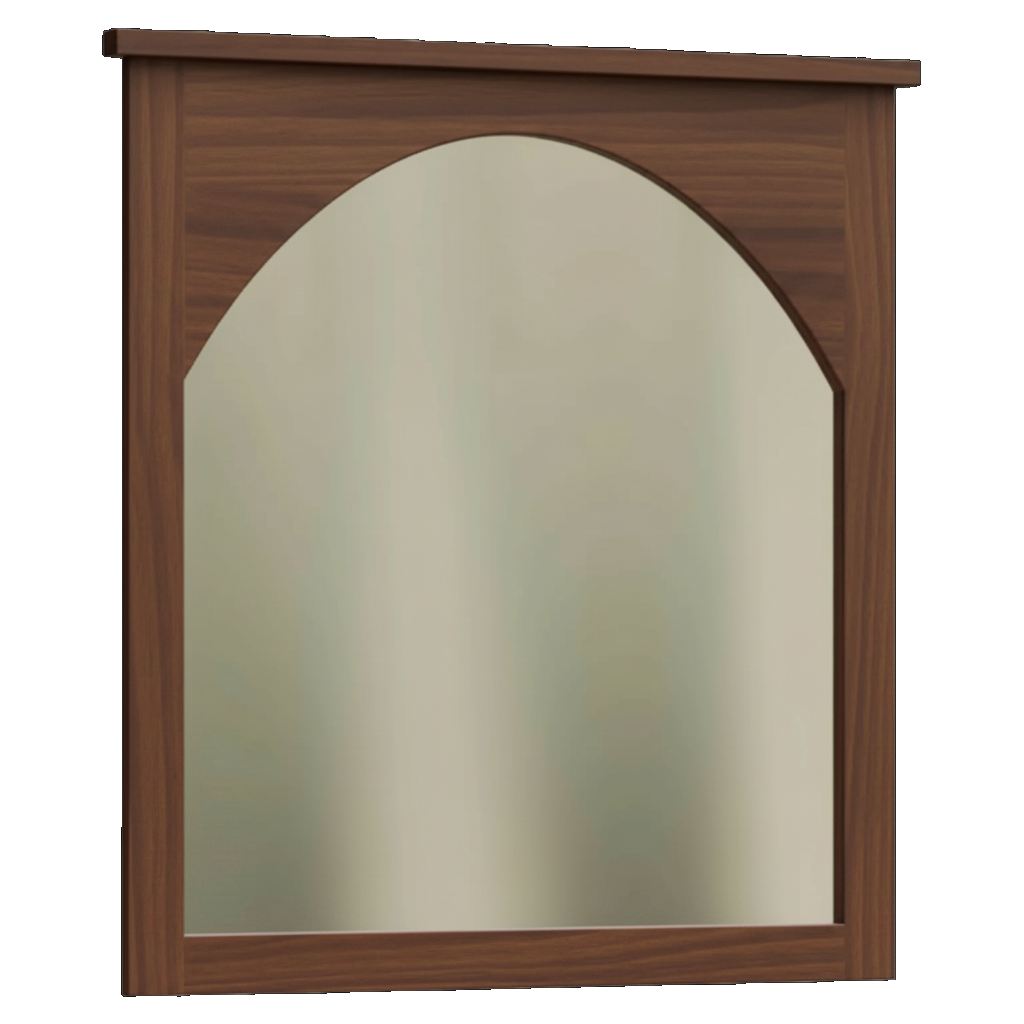 Trusty Wood Atlanta mirror rendered in Walnut finish, rendering, actual wood/finish may vary