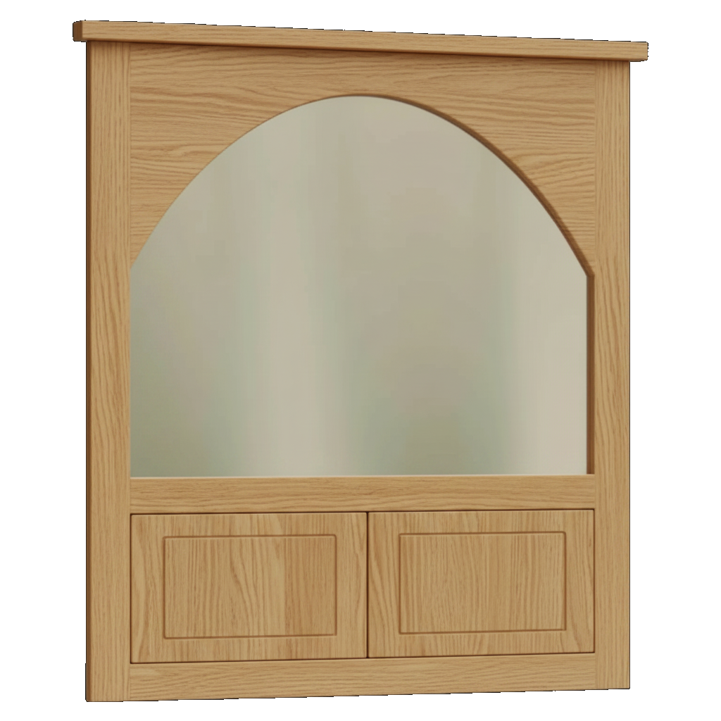 Trusty Wood Atlanta mirror rendered in White Oak finish, rendering, actual wood/finish may vary