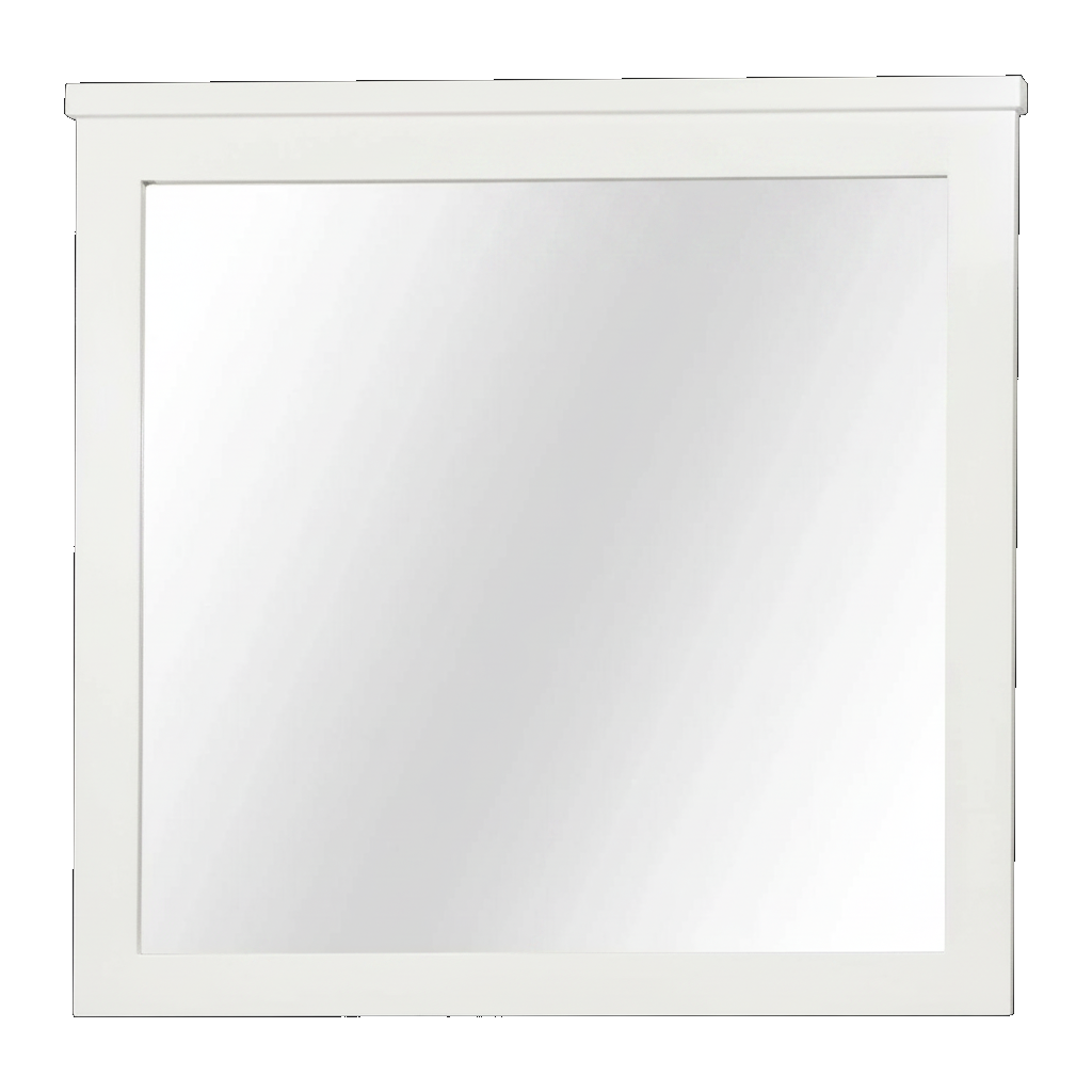 Trusty Wood Bolivar mirror rendered in Painted (white) finish, rendering, actual wood/finish may vary