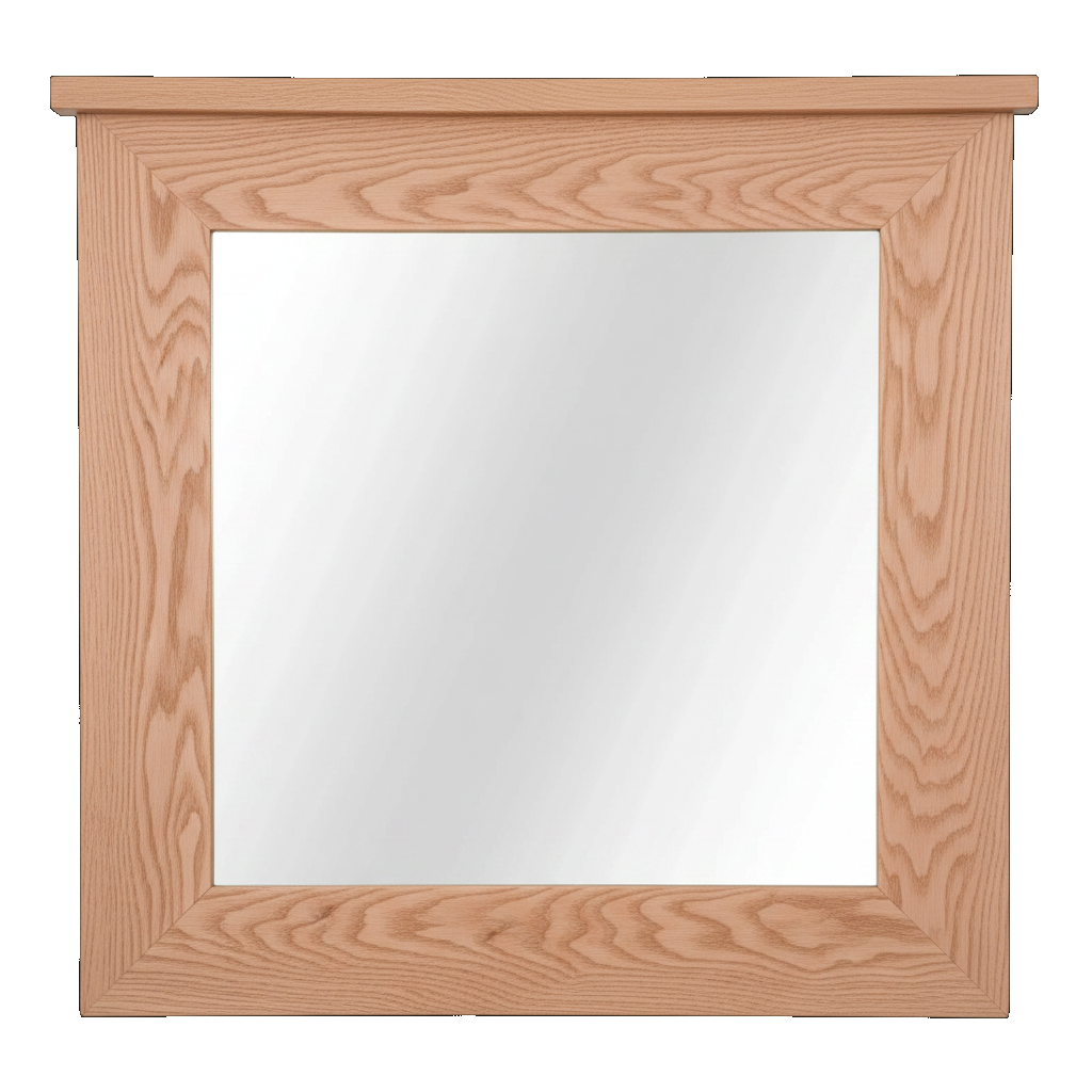 Trusty Wood Bolivar mirror rendered in Red Oak finish, rendering, actual wood/finish may vary