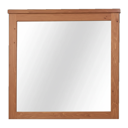 Trusty Wood Bolivar mirror rendered in Rustic Cherry finish, rendering, actual wood/finish may vary