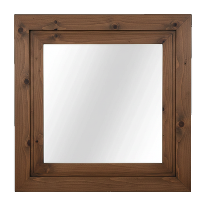 Trusty Wood Bolivar mirror rendered in Rustic Walnut finish, rendering, actual wood/finish may vary