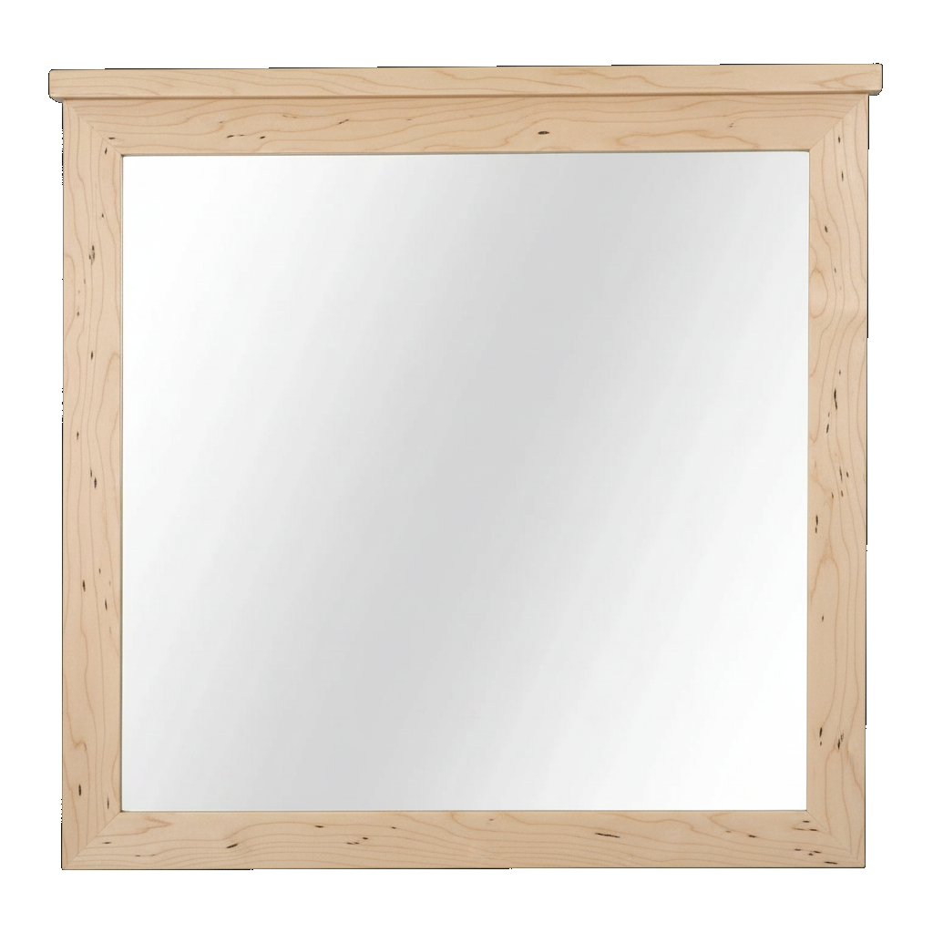 Trusty Wood Bolivar mirror rendered in Wormy Maple finish, rendering, actual wood/finish may vary