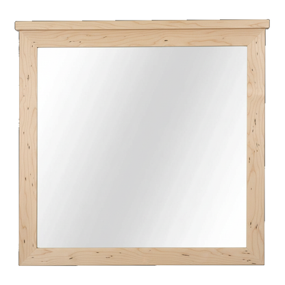 Trusty Wood Bolivar mirror rendered in Wormy Maple finish, rendering, actual wood/finish may vary