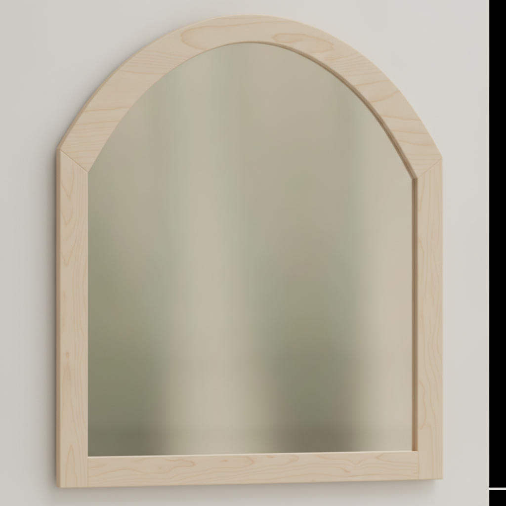 Trusty Wood Conway mirror rendered in Hard Maple finish, rendering, actual wood/finish may vary