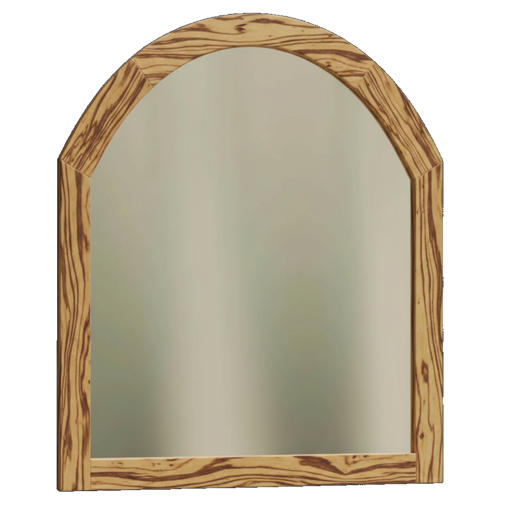 Trusty Wood Conway mirror rendered in Rustic Hickory finish, rendering, actual wood/finish may vary