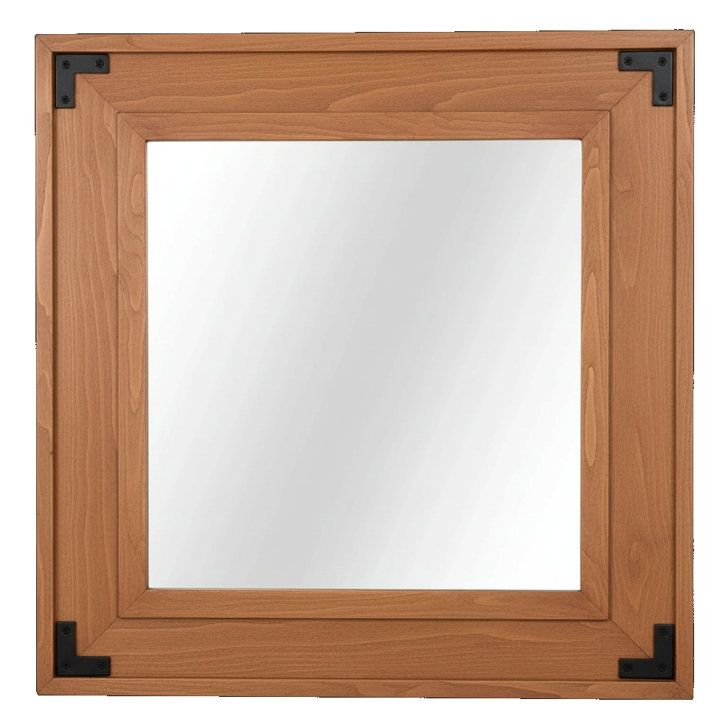 Trusty Wood Lexington mirror rendered in Cherry finish, rendering, actual wood/finish may vary