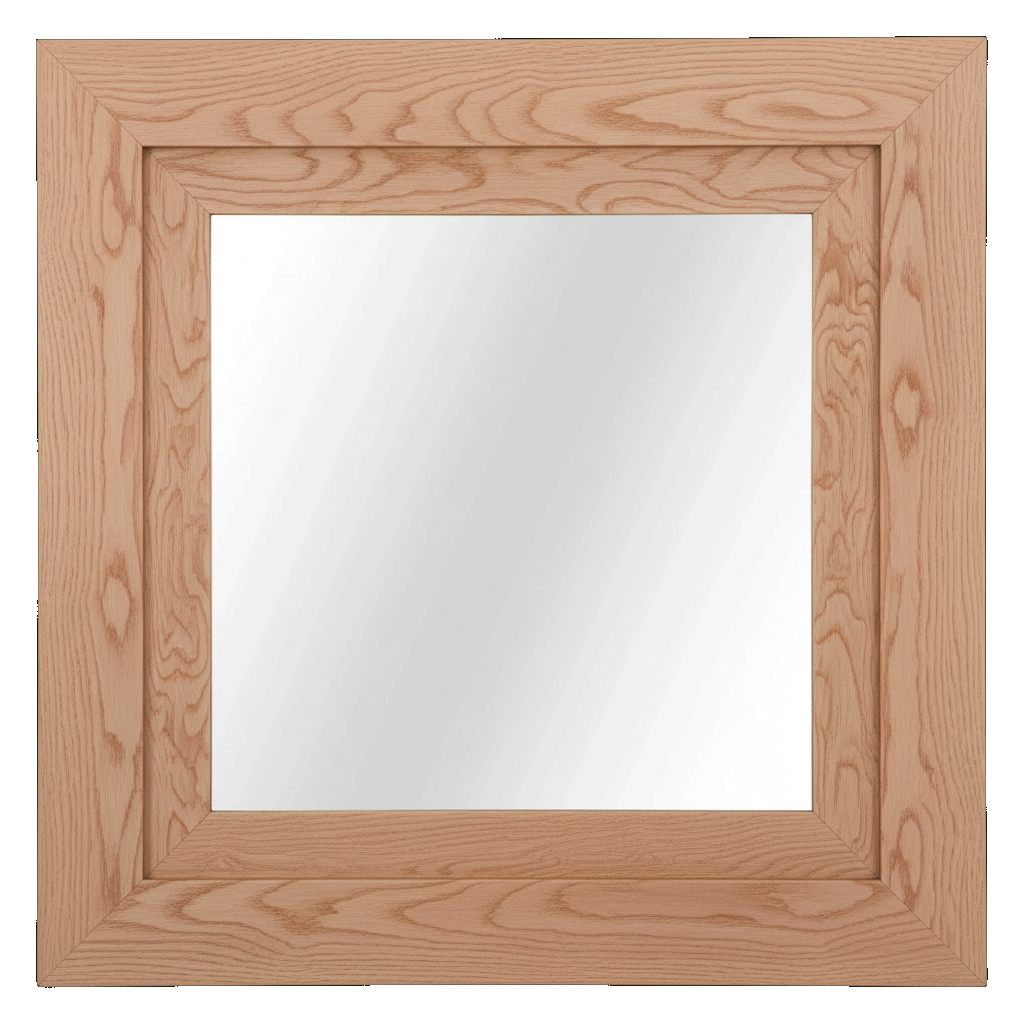 Trusty Wood Lexington mirror rendered in Red Oak finish, rendering, actual wood/finish may vary