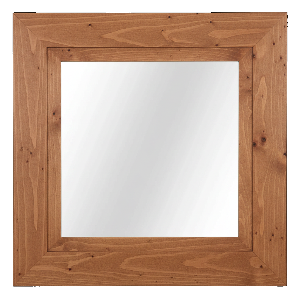 Trusty Wood Lexington mirror rendered in Rustic Cherry finish, rendering, actual wood/finish may vary