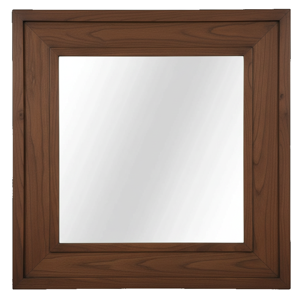 Trusty Wood Lexington mirror rendered in Walnut finish, rendering, actual wood/finish may vary