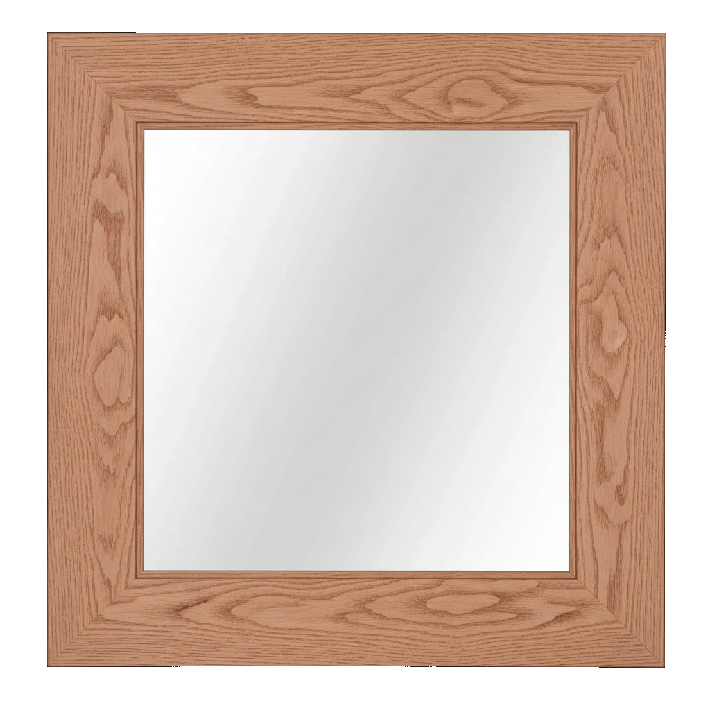Trusty Wood Ocean City mirror rendered in Red Oak finish, rendering, actual wood/finish may vary