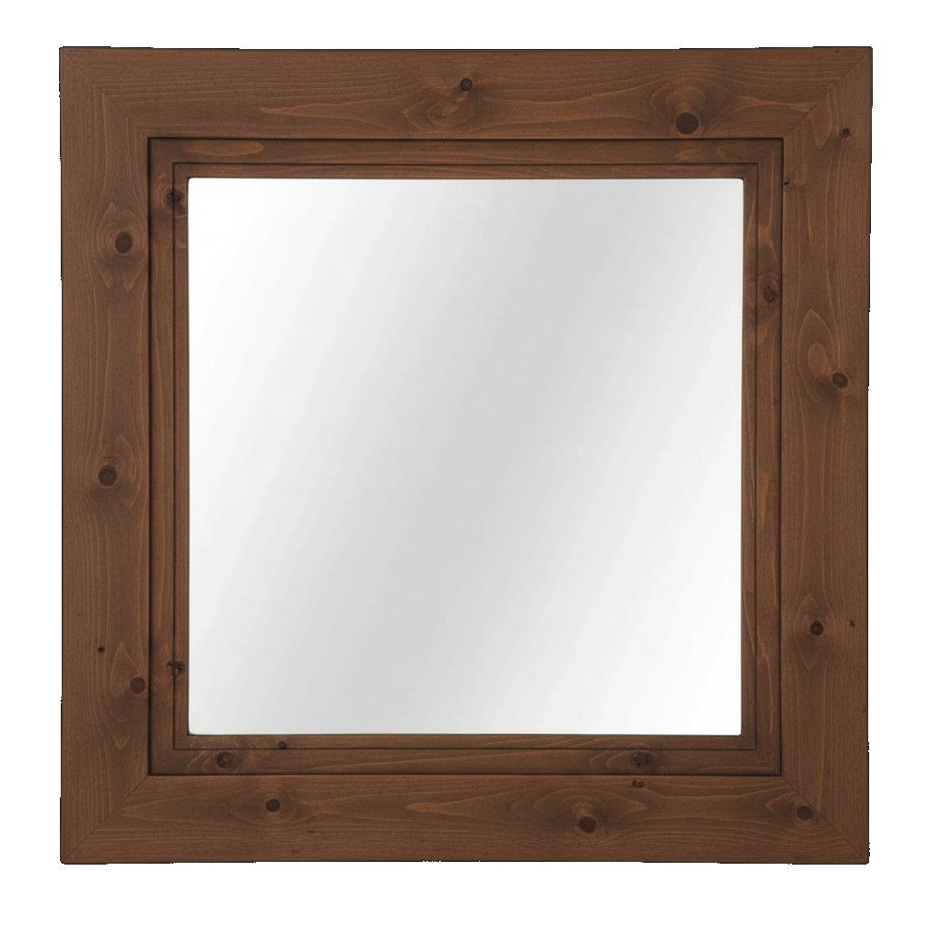 Trusty Wood Ocean City mirror rendered in Rustic Walnut finish, rendering, actual wood/finish may vary