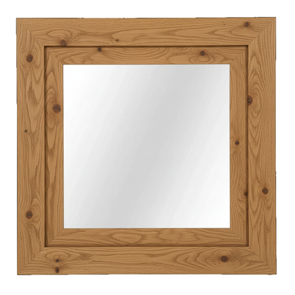 Trusty Wood Ocean City mirror rendered in Rustic White Oak finish, rendering, actual wood/finish may vary