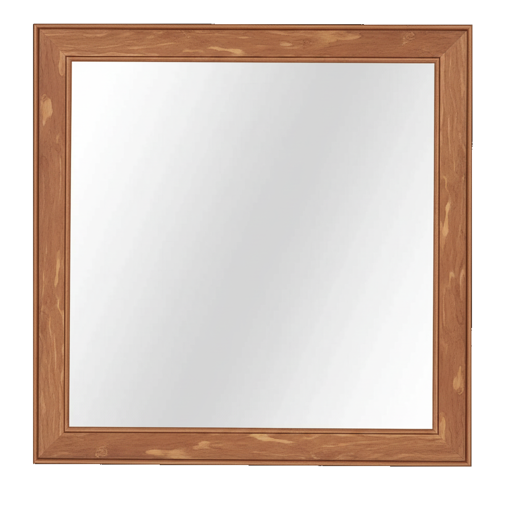 Trusty Wood Ocean City mirror rendered in Sap Cherry finish, rendering, actual wood/finish may vary