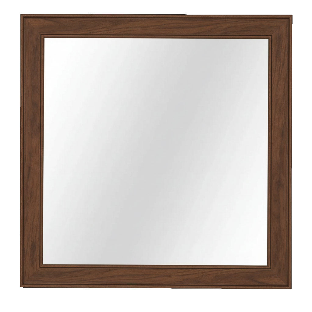 Trusty Wood Ocean City mirror rendered in Walnut finish, rendering, actual wood/finish may vary