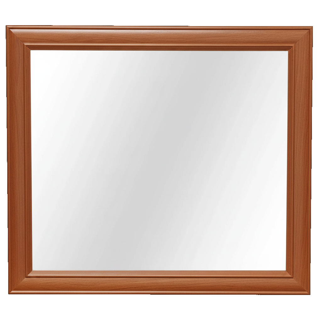 Trusty Wood Rosedale mirror rendered in Cherry finish, rendering, actual wood/finish may vary