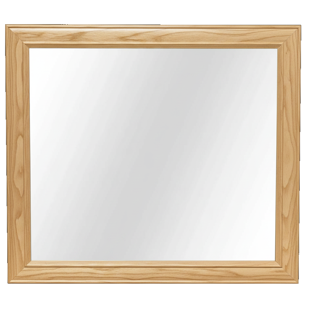 Trusty Wood Rosedale mirror rendered in Hickory finish, rendering, actual wood/finish may vary