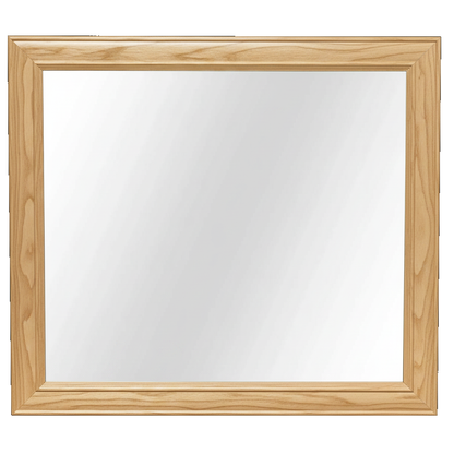 Trusty Wood Rosedale mirror rendered in Hickory finish, rendering, actual wood/finish may vary