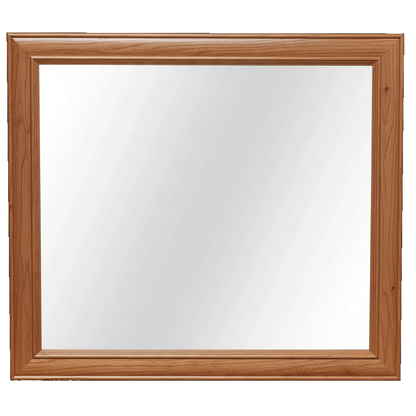 Trusty Wood Rosedale mirror rendered in Rustic Cherry finish, rendering, actual wood/finish may vary