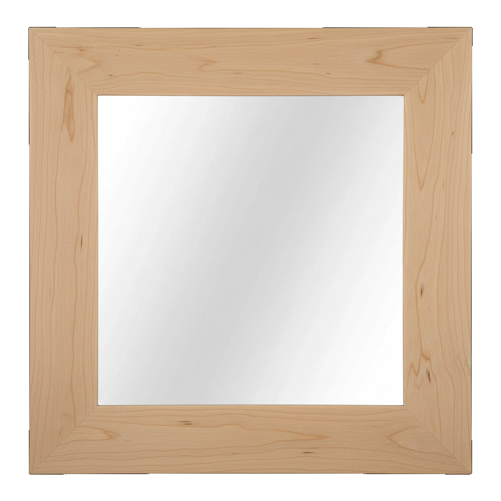 Trusty Wood Standard mirror rendered in Brown Maple finish, rendering, actual wood/finish may vary