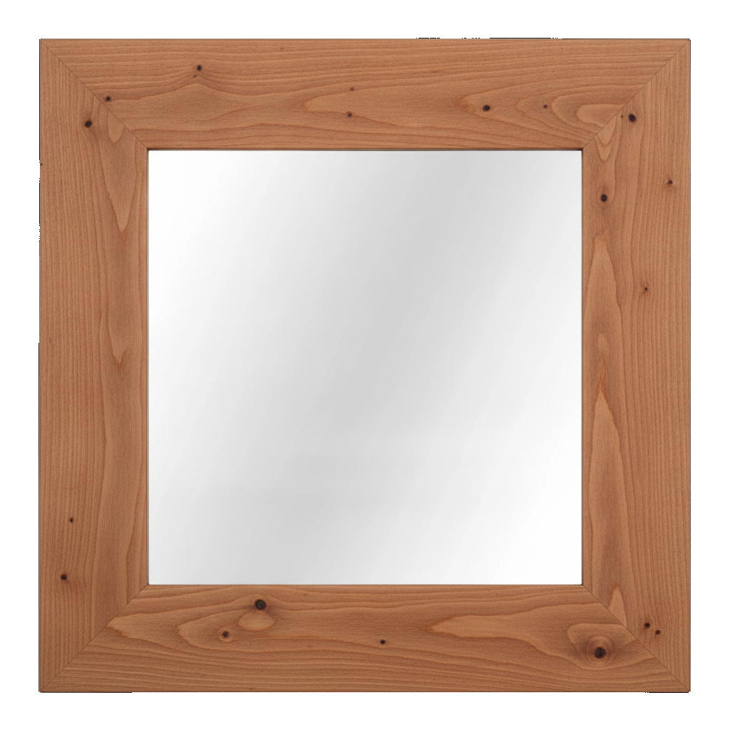 Trusty Wood Standard mirror rendered in Rustic Cherry finish, rendering, actual wood/finish may vary