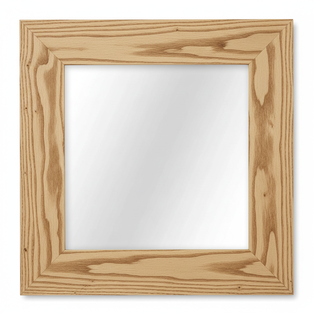 Trusty Wood Standard mirror rendered in Rustic Hickory finish, rendering, actual wood/finish may vary