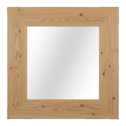 Trusty Wood Standard mirror rendered in Rustic White Oak finish, rendering, actual wood/finish may vary