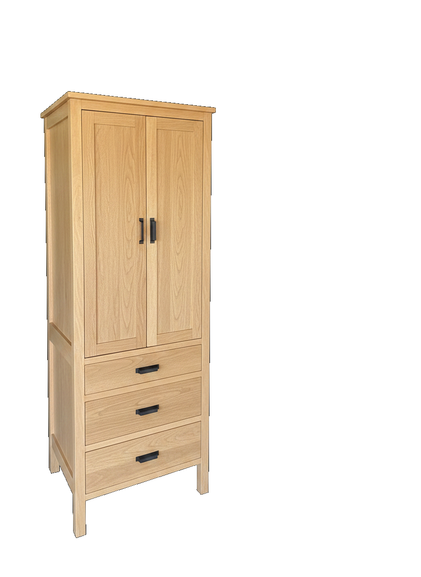 Trusty Wood California tower rendered in Brown Maple finish, rendering, actual wood/finish may vary