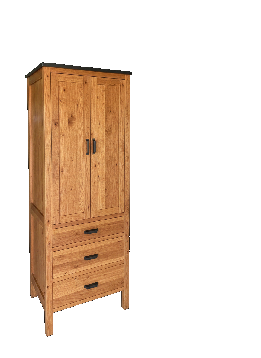 Trusty Wood California tower rendered in Rustic Cherry finish, rendering, actual wood/finish may vary