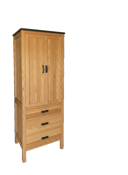 Trusty Wood California tower rendered in Rustic White Oak finish, rendering, actual wood/finish may vary