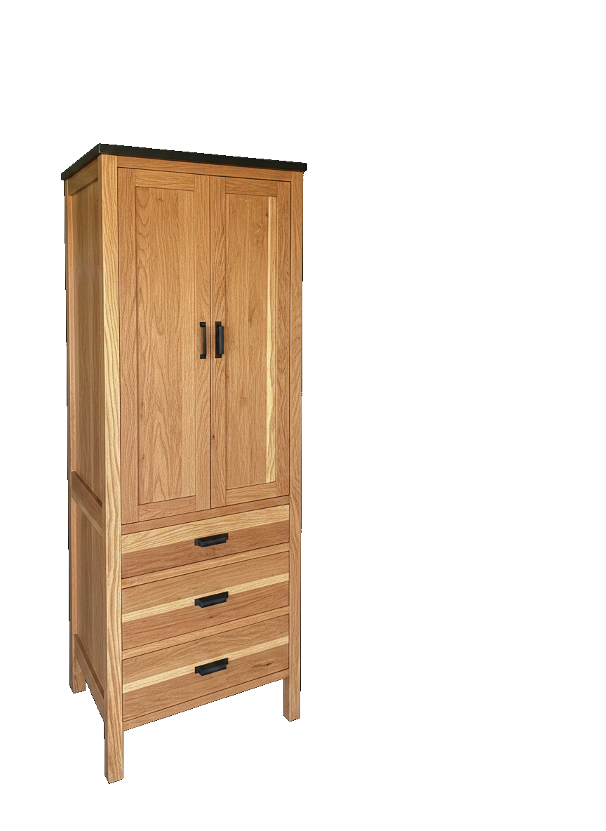 Trusty Wood California tower rendered in Sap Cherry finish, rendering, actual wood/finish may vary