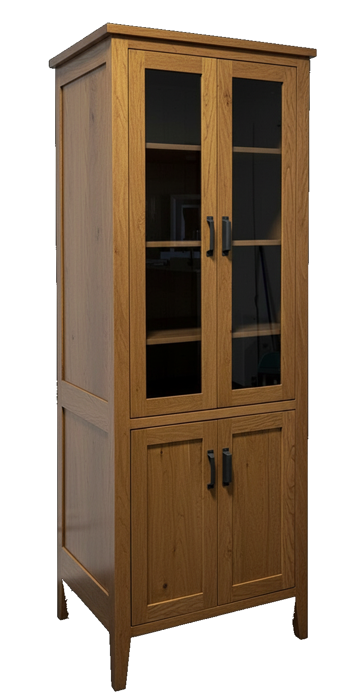 Trusty Wood Charleston tower rendered in Rustic Cherry finish, rendering, actual wood/finish may vary