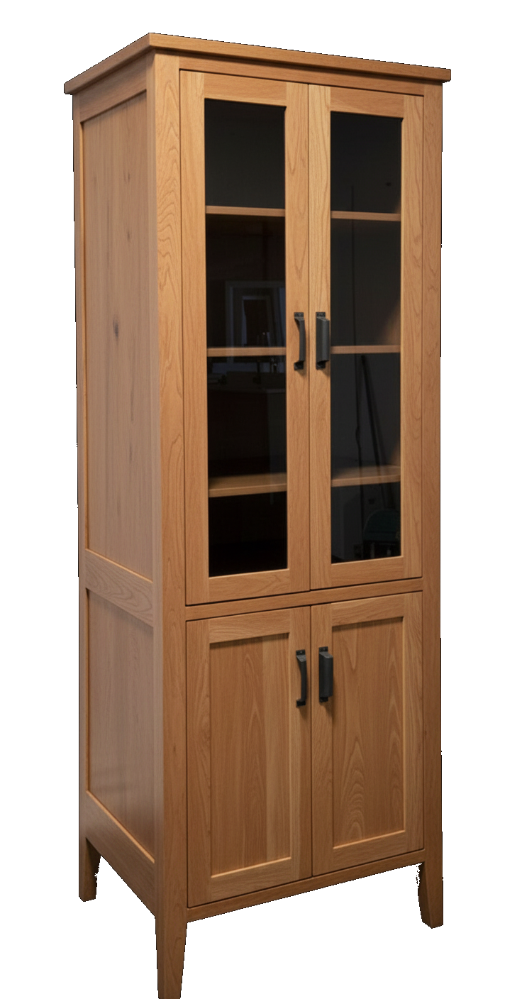 Trusty Wood Charleston tower rendered in Sap Cherry finish, rendering, actual wood/finish may vary