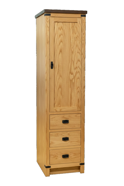 Trusty Wood Lexington tower rendered in Hickory finish, rendering, actual wood/finish may vary