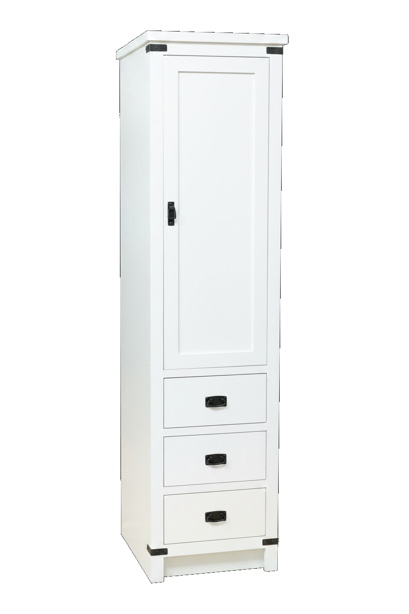 Trusty Wood Lexington tower rendered in Painted (white) finish, rendering, actual wood/finish may vary