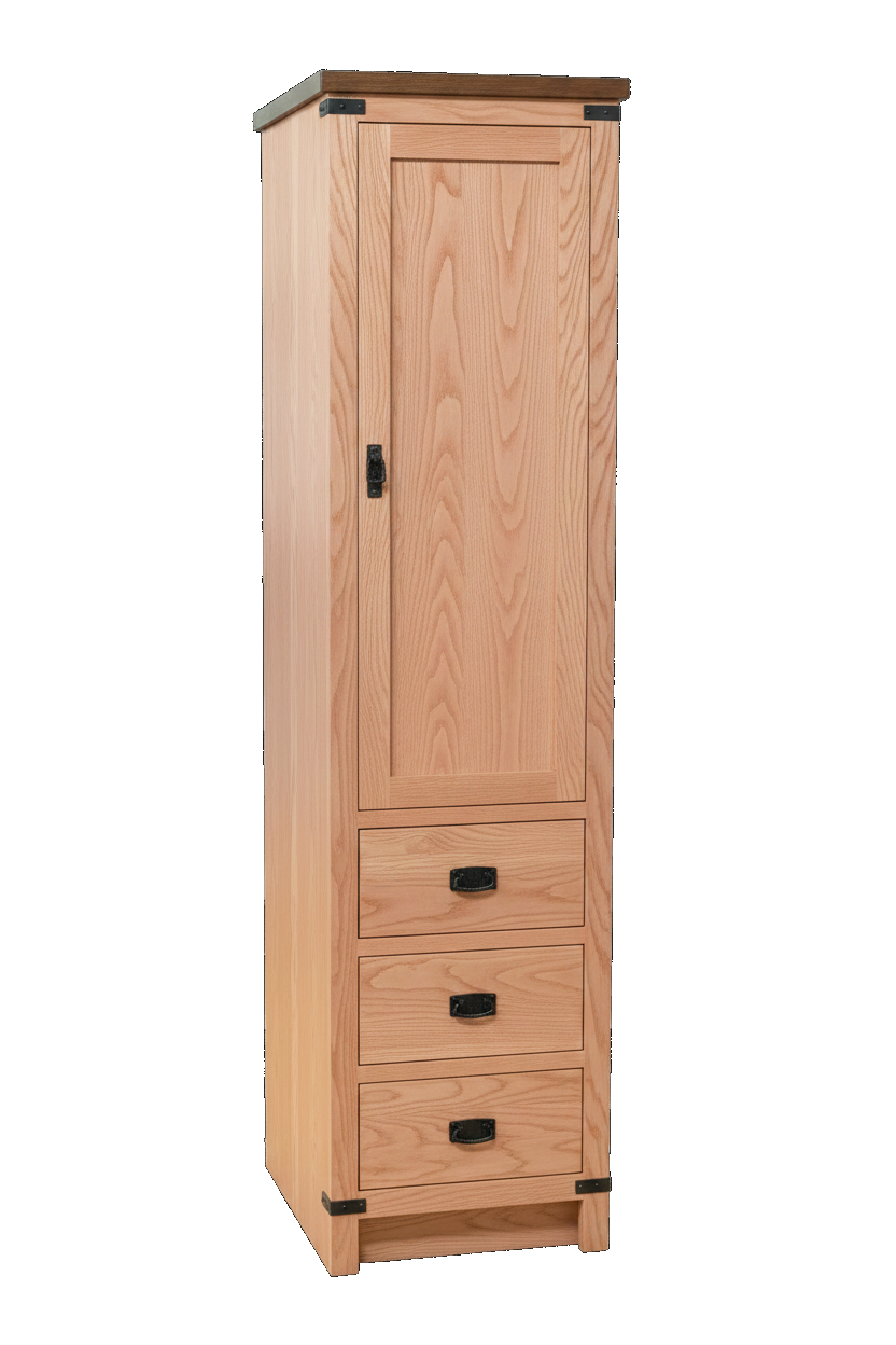Trusty Wood Lexington tower rendered in Red Oak finish, rendering, actual wood/finish may vary