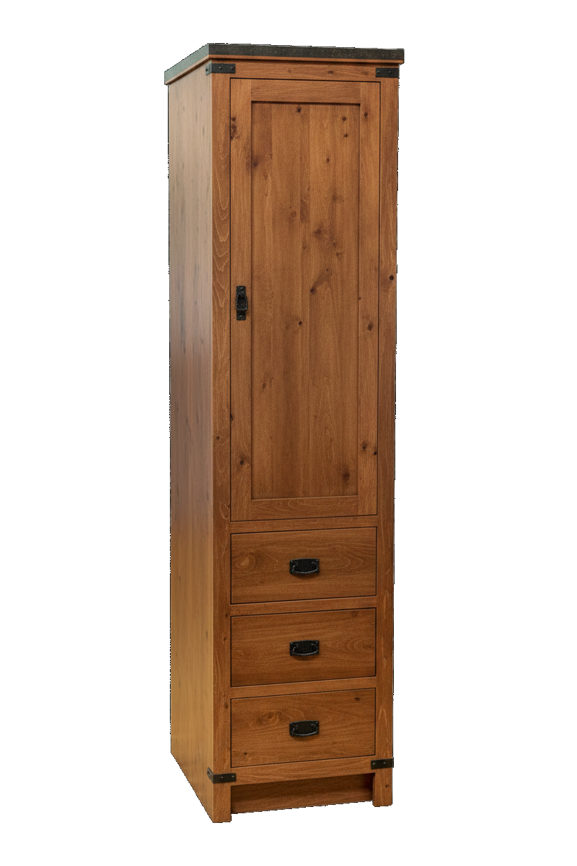 Trusty Wood Lexington tower rendered in Rustic Cherry finish, rendering, actual wood/finish may vary