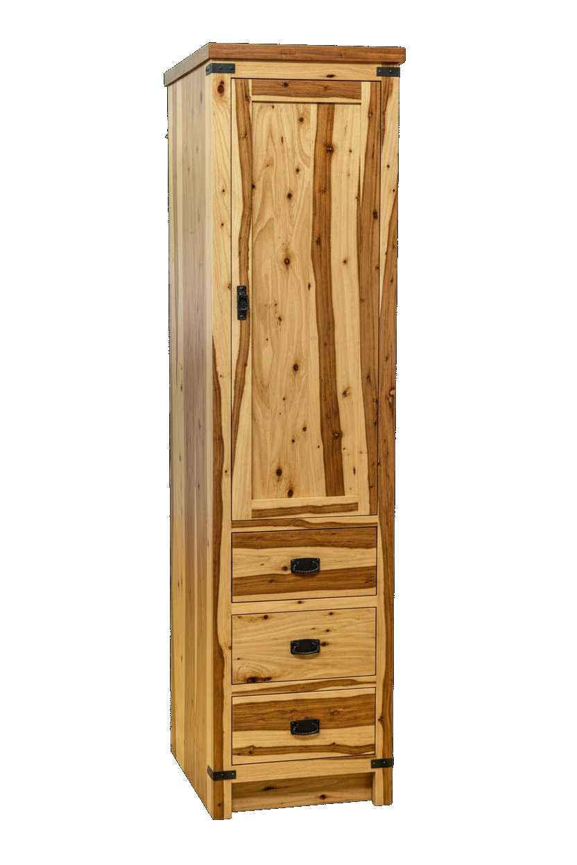 Trusty Wood Lexington tower rendered in Rustic Hickory finish, rendering, actual wood/finish may vary