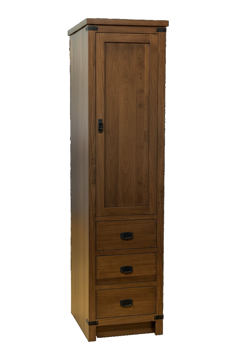 Trusty Wood Lexington tower rendered in Walnut finish, rendering, actual wood/finish may vary