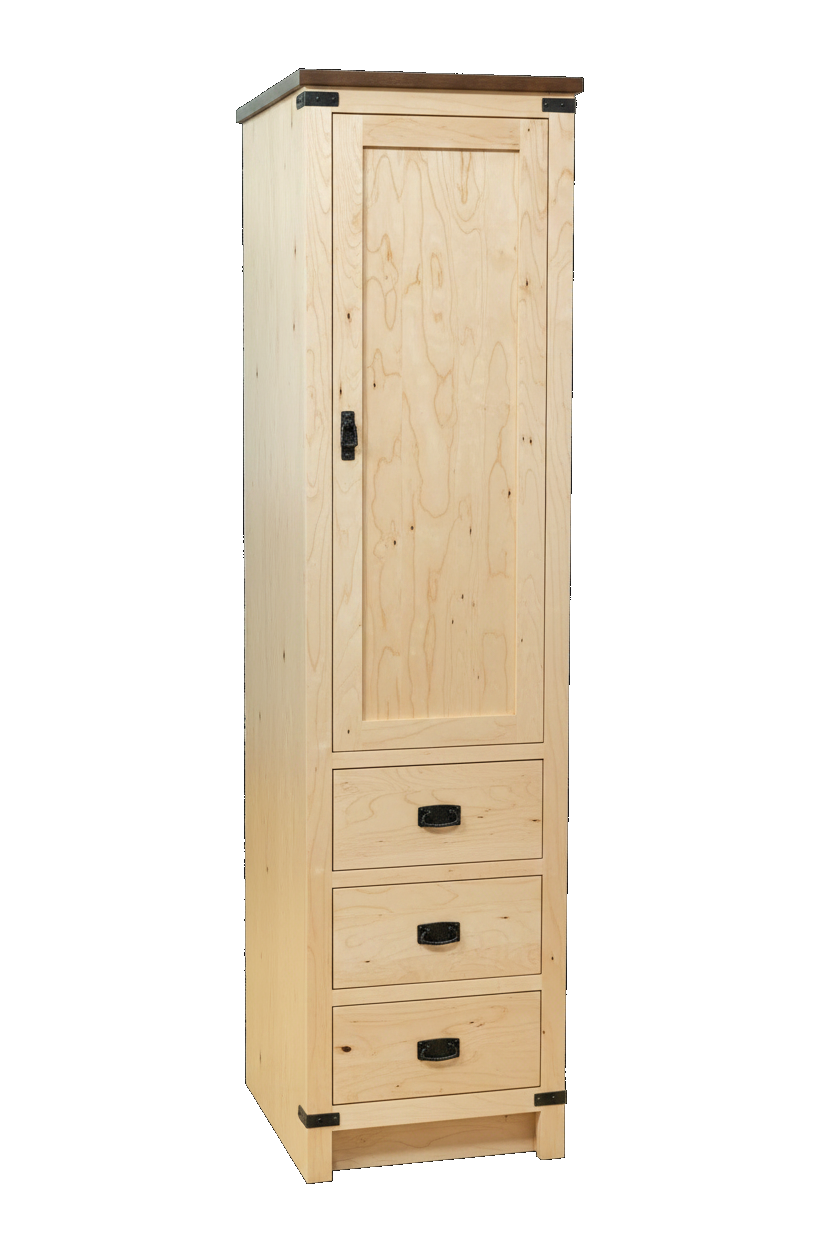 Trusty Wood Lexington tower rendered in Wormy Maple finish, rendering, actual wood/finish may vary