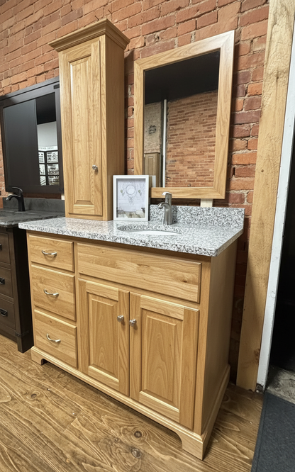 Trusty Wood Southerland tower rendered in Hickory finish, rendering, actual wood/finish may vary