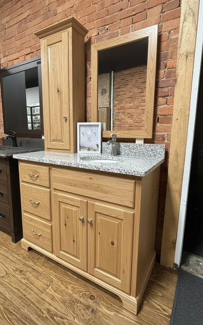Trusty Wood Southerland tower rendered in Rustic White Oak finish, rendering, actual wood/finish may vary