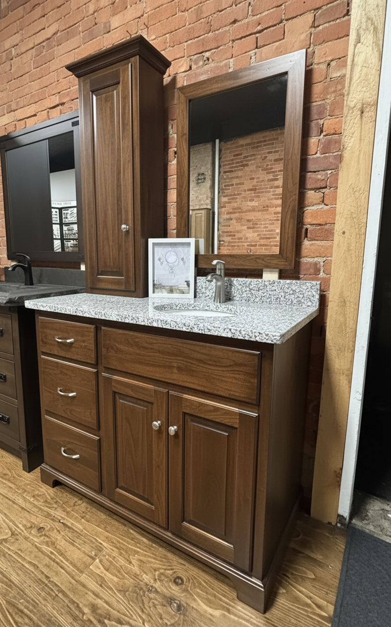 Trusty Wood Southerland tower rendered in Walnut finish, rendering, actual wood/finish may vary