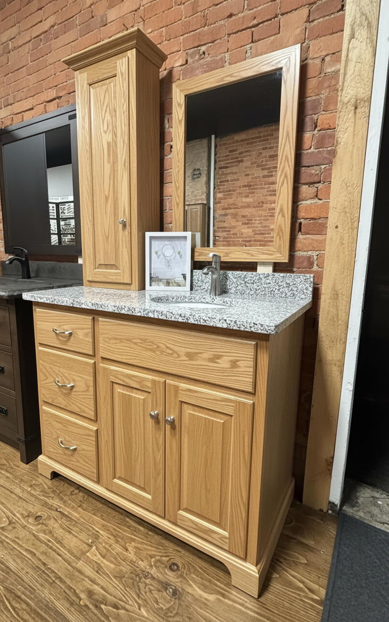 Trusty Wood Southerland tower rendered in White Oak finish, rendering, actual wood/finish may vary