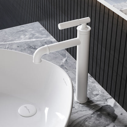 Swiss Madison Avallon single hole bathroom faucet in Matte White, SM-BF91MW