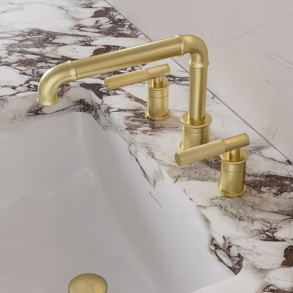 Swiss Madison Avallon 8-inch widespread bathroom faucet in Brushed Gold, SM-BF86BG