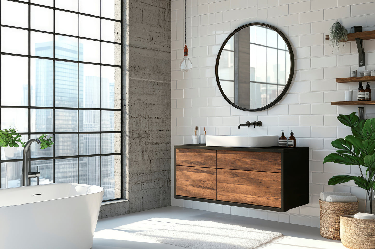 Single Sink Wall Mount / Floating, White, Bathroom Vanity