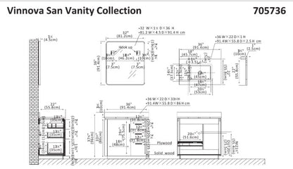 Vinnova San 36-inch freestanding bathroom vanity in Natural Walnut — view 16