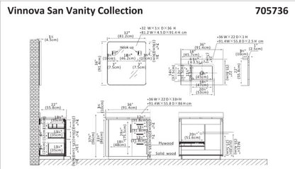 Vinnova San 36-inch freestanding bathroom vanity in Natural Walnut — view 16