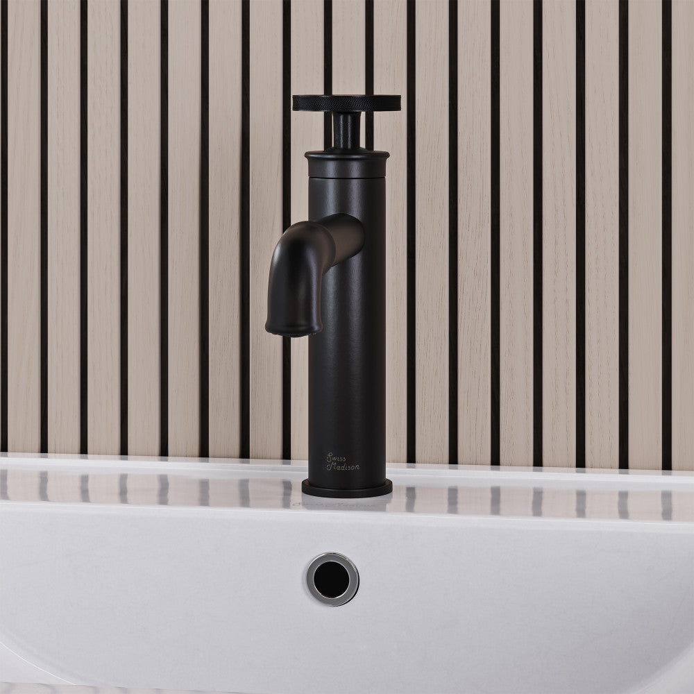 Swiss Madison Avallon single hole bathroom faucet in Matte Black, SM-BF80MB